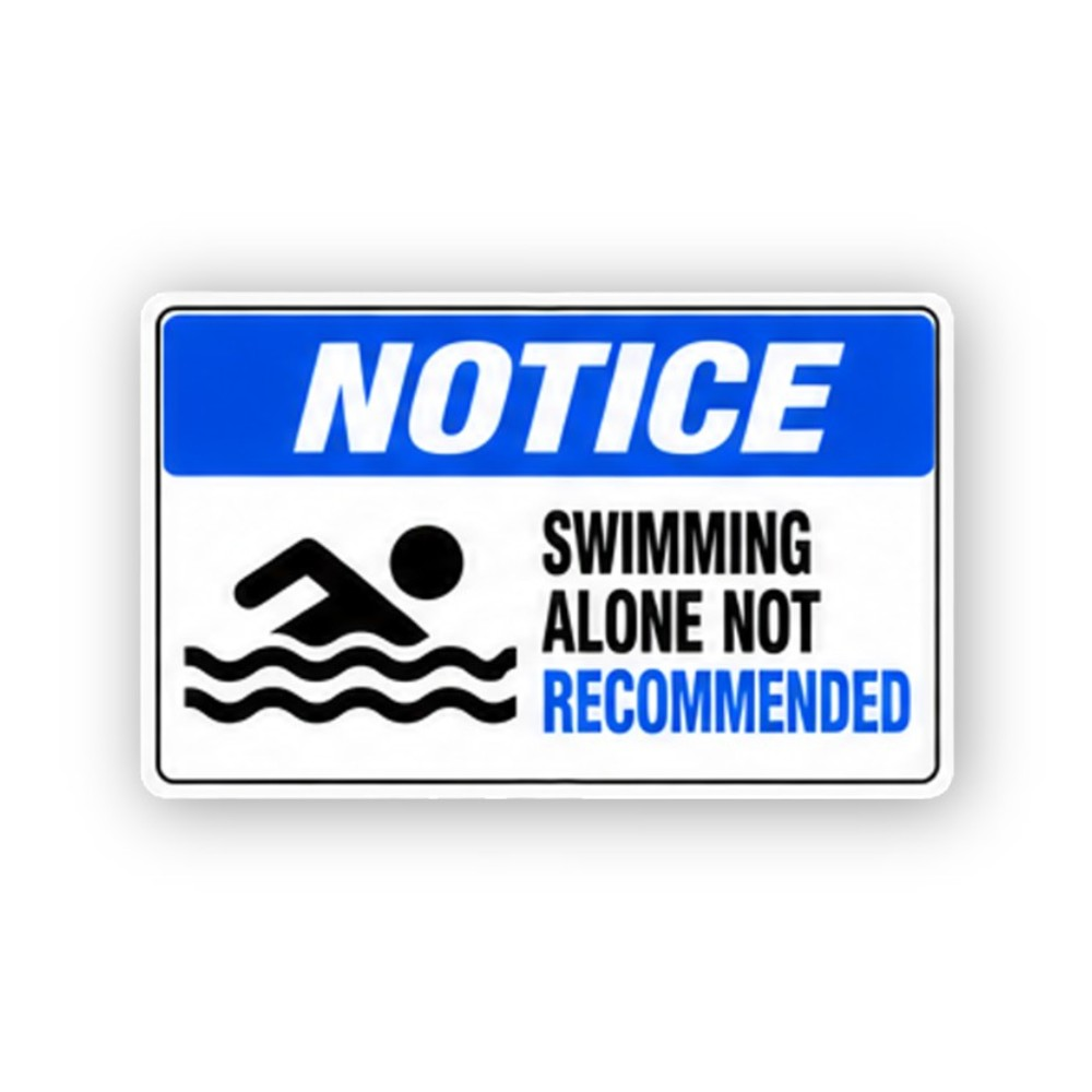 Blue Notice Solo Swimming Figure Panel Vinyl Decal Stickers
