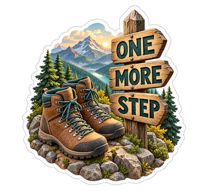 Hiking Boots and Trail Sign Art Vinyl Decal Stickers