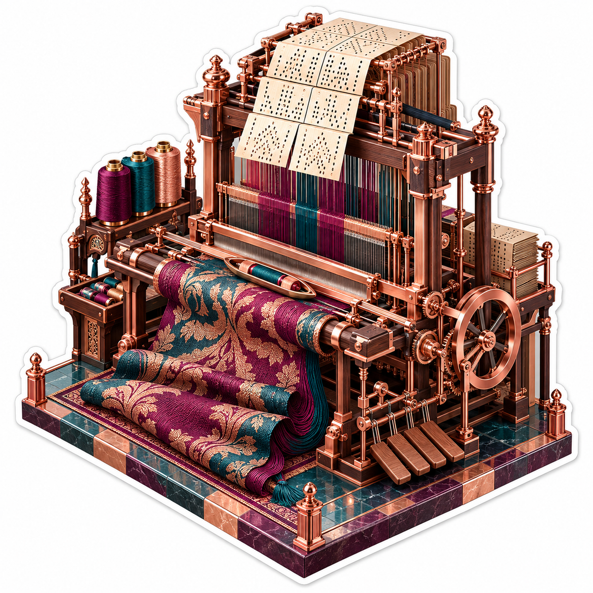 Copper Pattern Card Weaving Loom Art Vinyl Decal Stickers