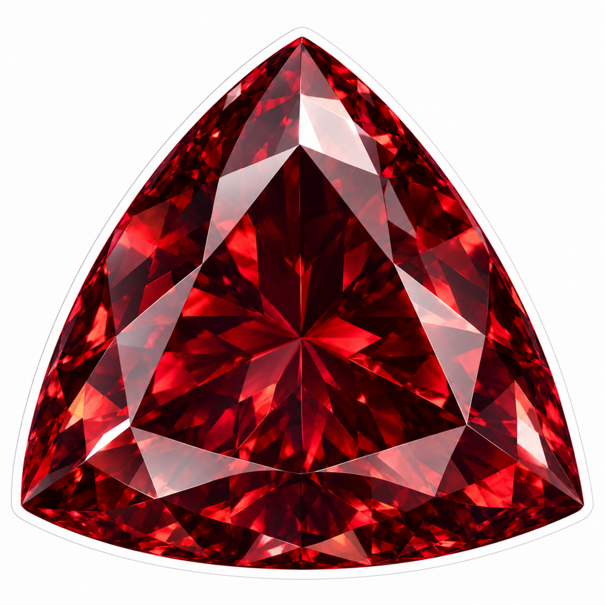Triangular Deep Red Faceted Gem Art Vinyl Decal Stickers