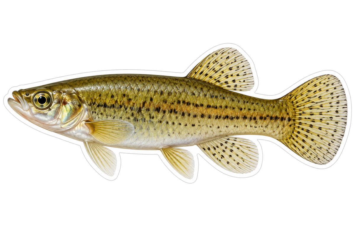 Golden Minnow with Speckled Round Fins Art Vinyl Decal Stickers