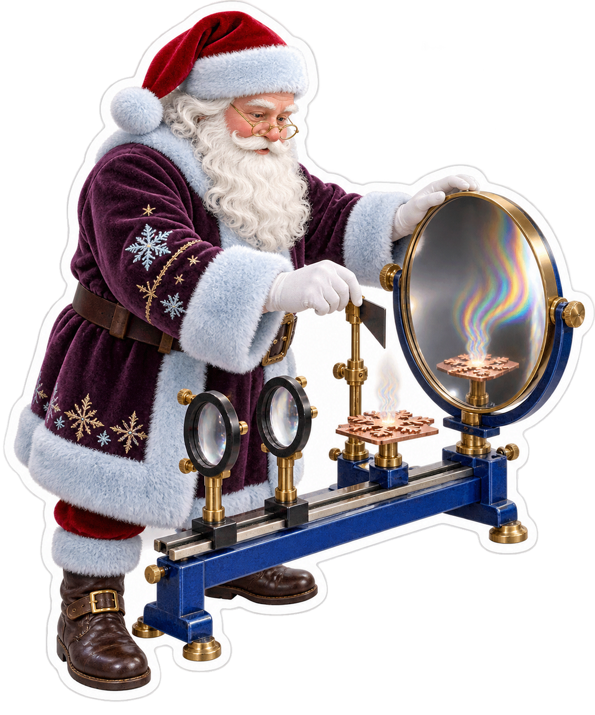 Santa with Rainbow Mirror Art Vinyl Decal Stickers
