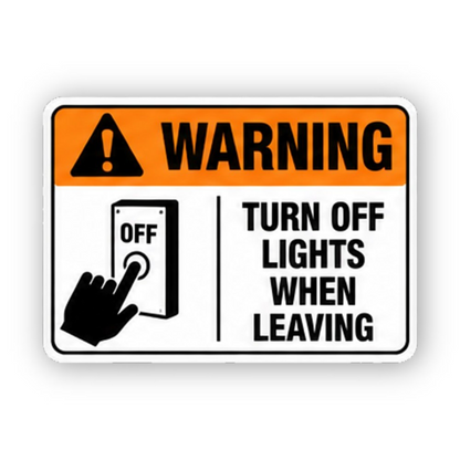 Orange Turn Off Lights Finger Panel Vinyl Decal Stickers