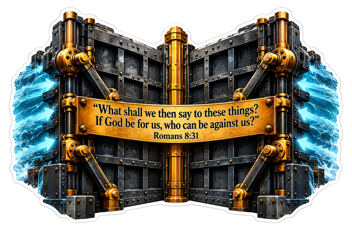Romans 8 Verse 31 Golden Water Gate Art Vinyl Decal Stickers