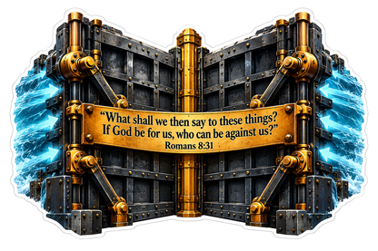 Romans 8 Verse 31 Golden Water Gate Art Vinyl Decal Stickers