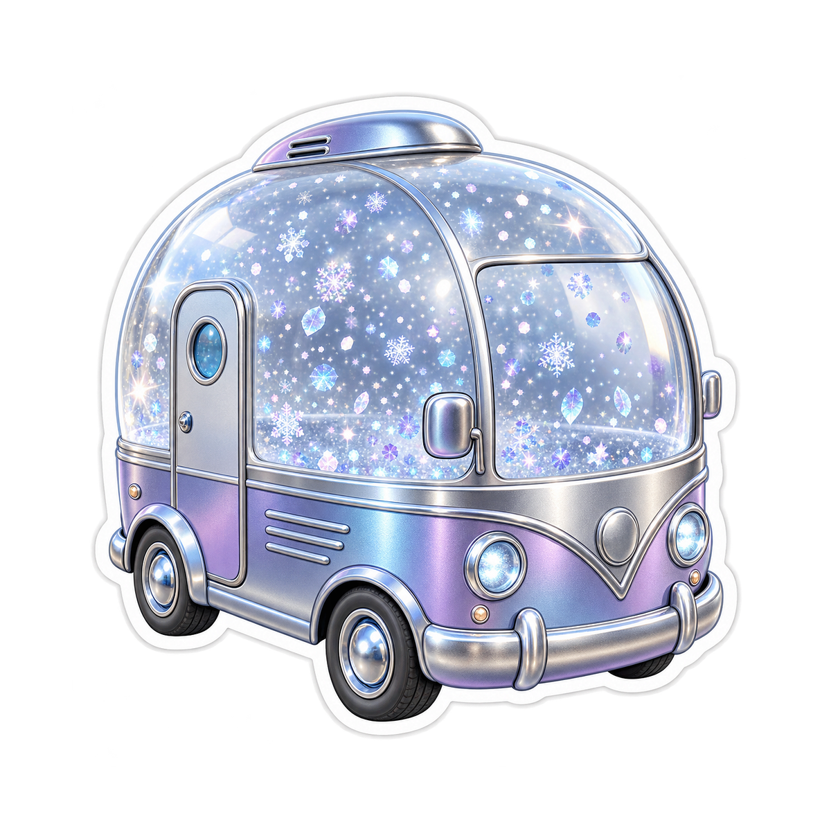 Lavender Snow Globe Camper Van Vinyl Decal Stickers