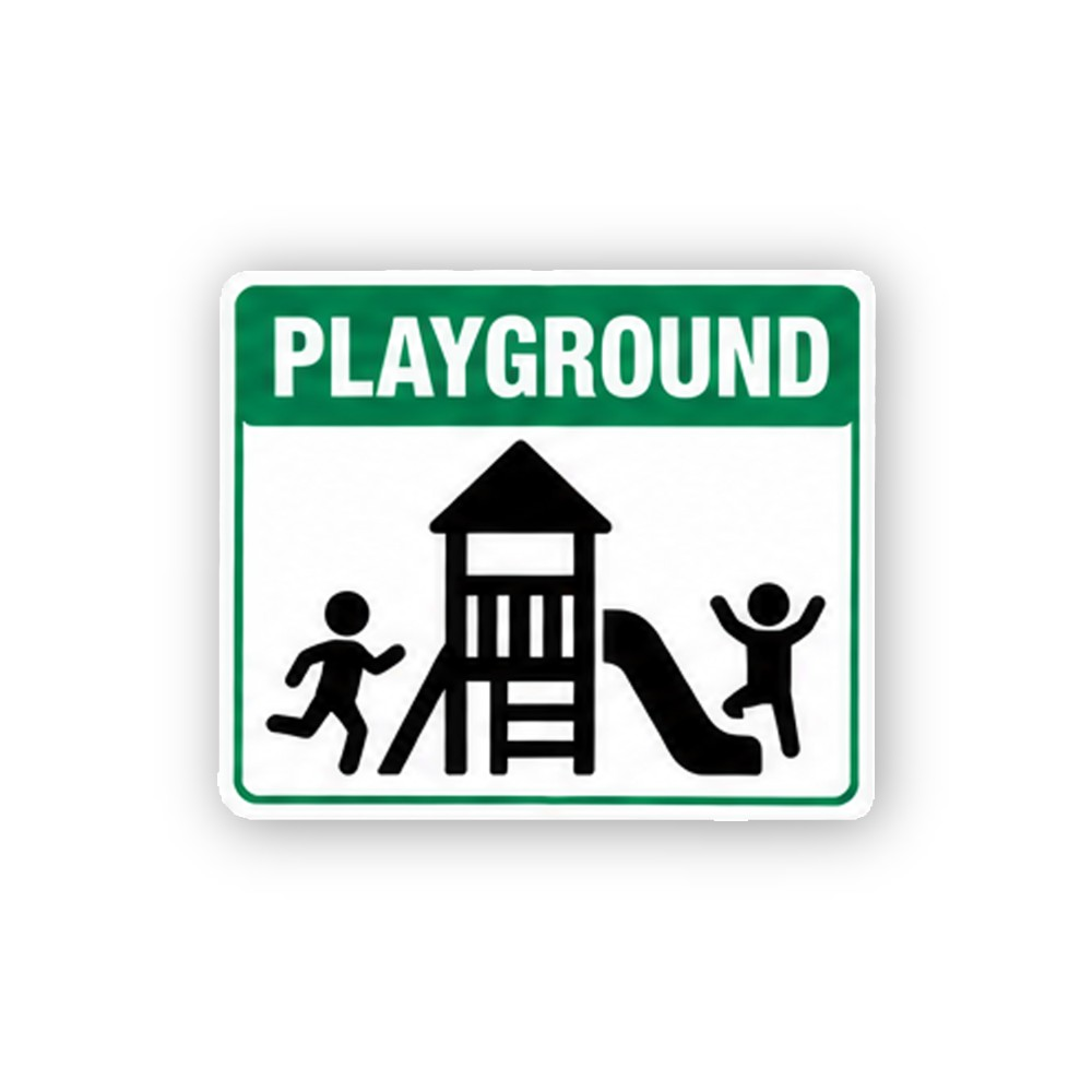 Green Playground Slide Figures Panel Vinyl Decal Stickers