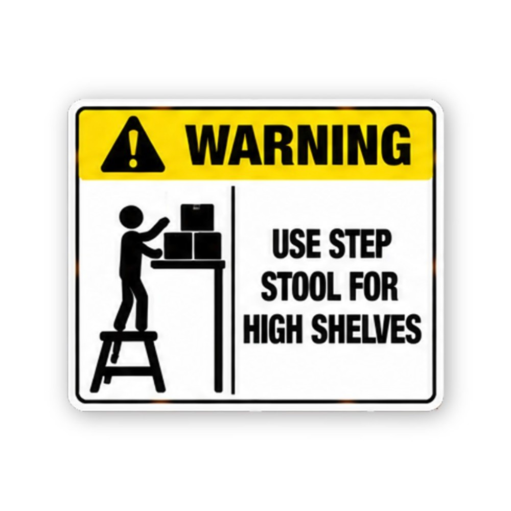 Yellow High Shelf Step Stool Figure Panel Vinyl Decal Stickers