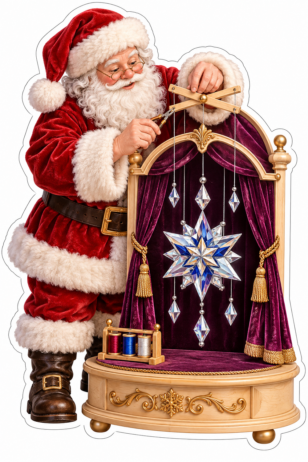 Santa Guiding Crystal Star Puppet Stage Vinyl Decal Stickers