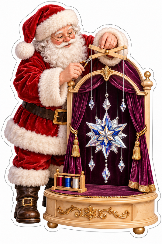 Santa Guiding Crystal Star Puppet Stage Vinyl Decal Stickers