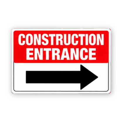Red Construction Entrance Right Arrow Panel Vinyl Decal Stickers