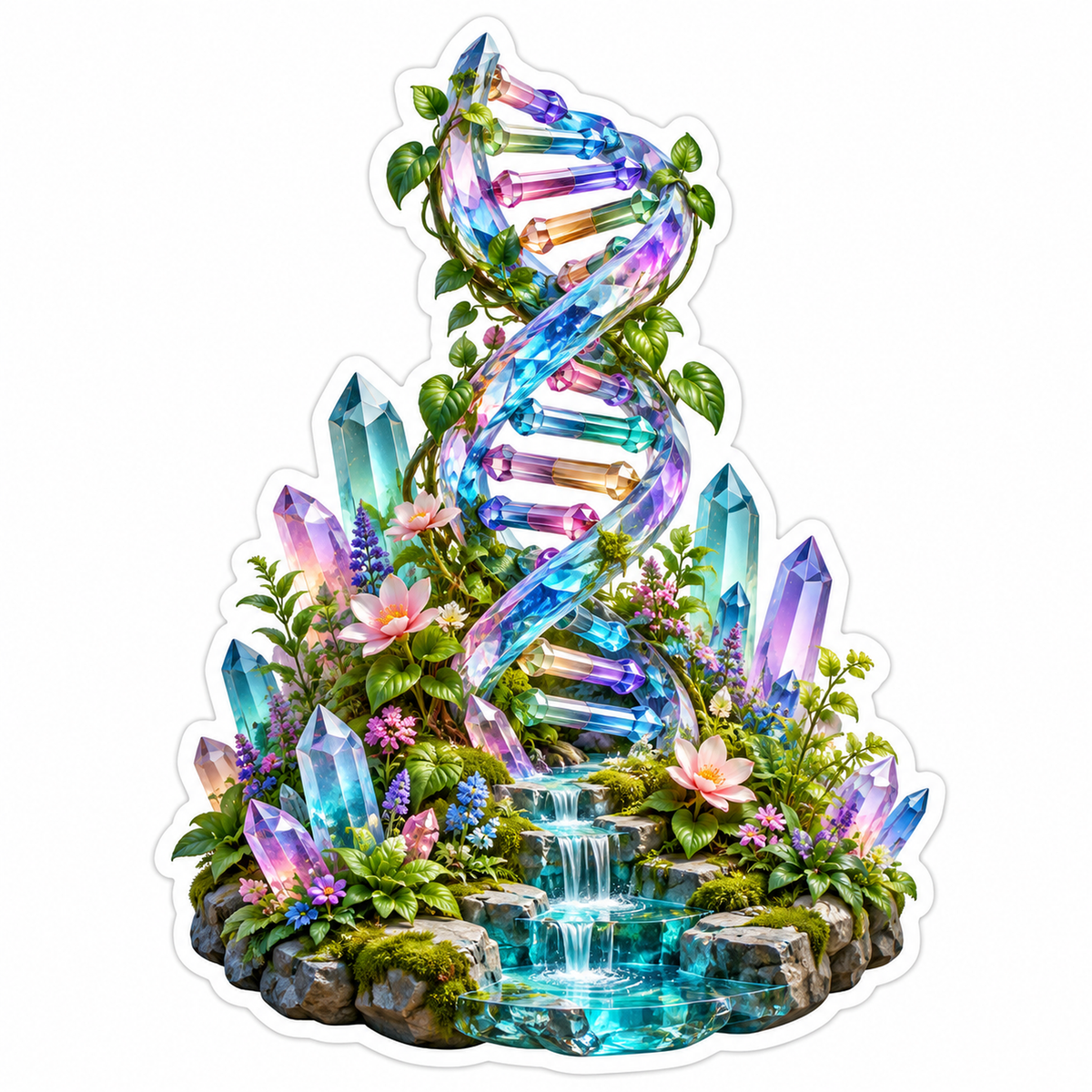 Rainbow Double Spiral With Crystal Garden Art Vinyl Decal Stickers