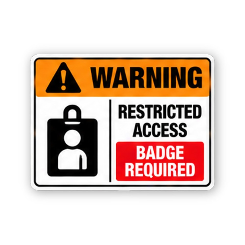Orange Restricted Access Clip Badge Panel Vinyl Decal Stickers