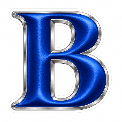 Royal Blue Serif Letter B with Silver Edge Art Vinyl Decal Stickers