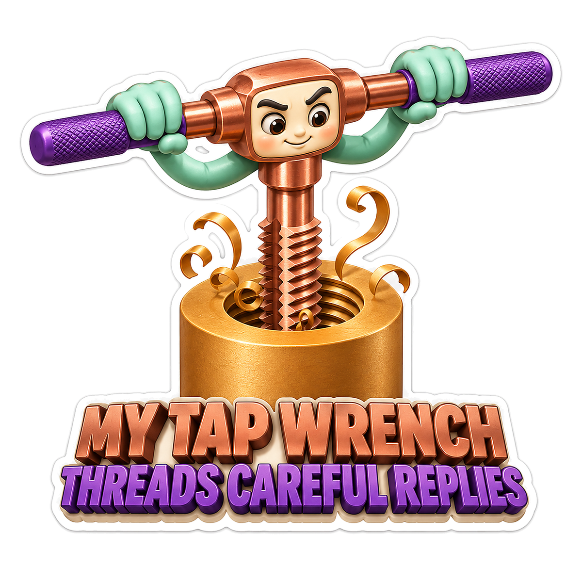Copper Thread Tool Purple Handles Cartoon Vinyl Decal Stickers