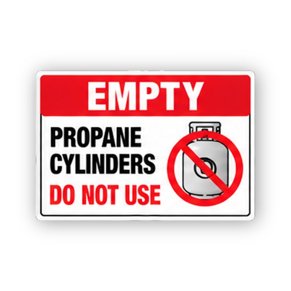 Red Empty Propane Crossed Cylinder Panel Vinyl Decal Stickers