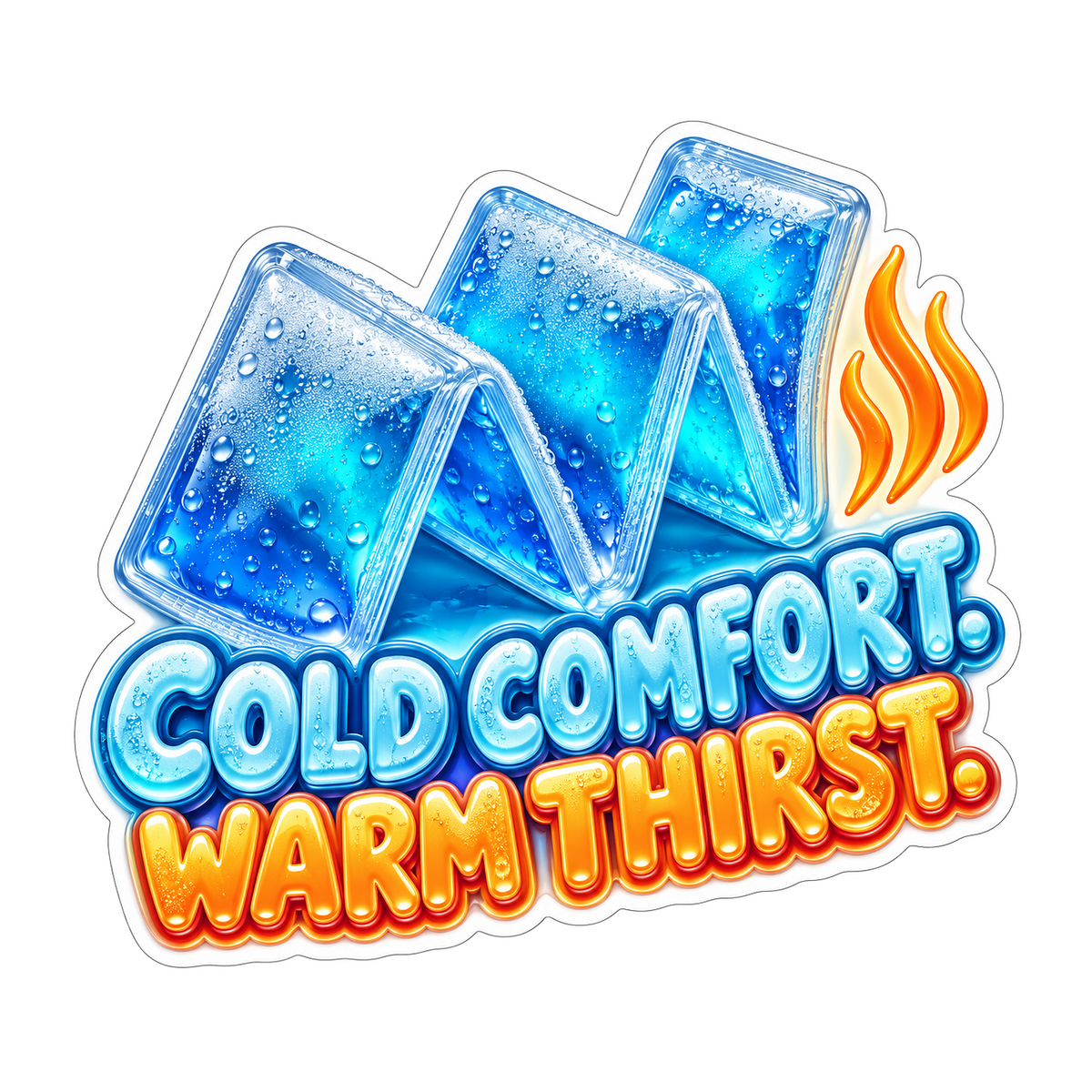 Blue Pouches Cold Comfort Warm Thirst Art Vinyl Decal Stickers