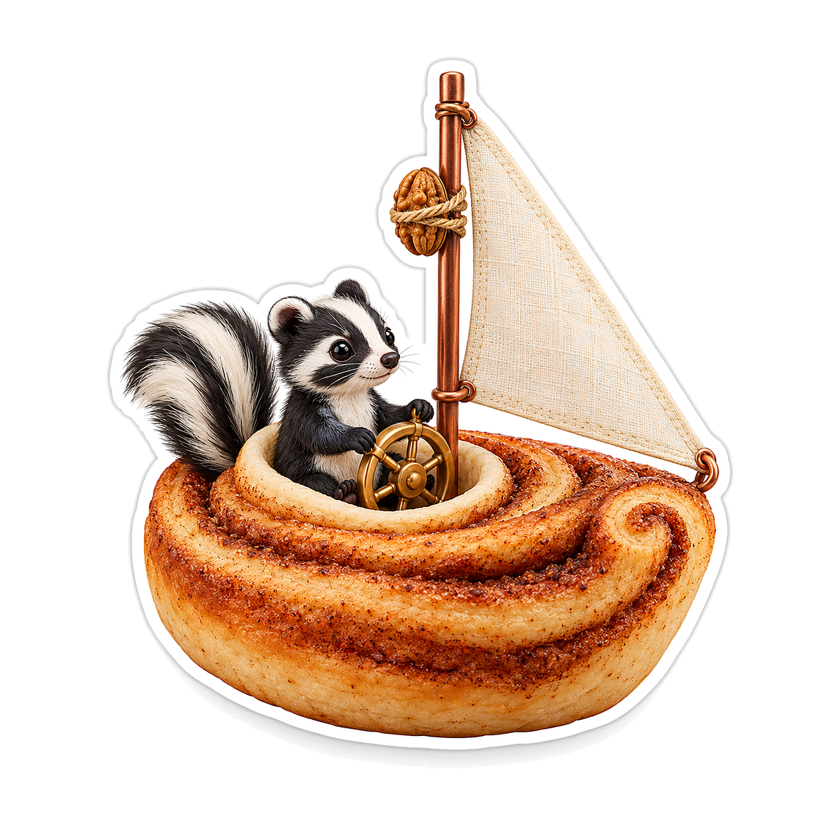 Skunk Sailing Cinnamon Roll Boat Vinyl Decal Stickers