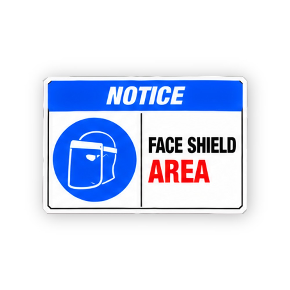 Blue Face Shield Notice Area Panel Vinyl Decal Stickers