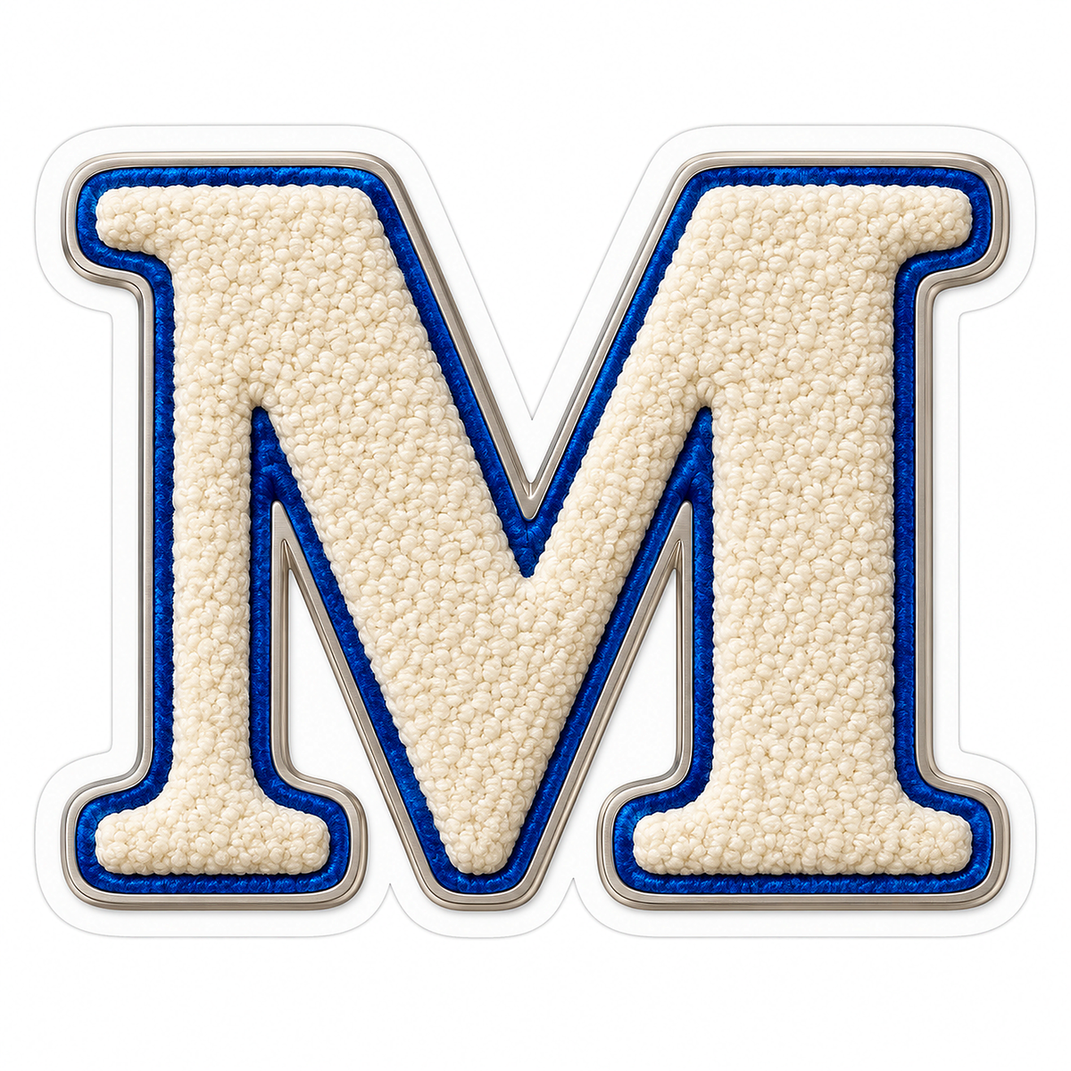 Cream Loop Texture Blue Trim Letter M Vinyl Decal Stickers