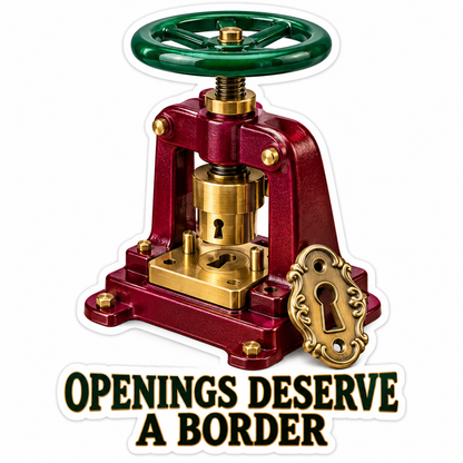 Red Brass Press with Ornate Keyhole Plate Vinyl Decal Stickers