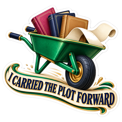 Green Wheelbarrow Carrying Books Vinyl Decal Stickers