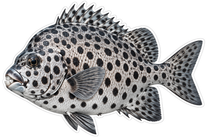 Spotted Knifejaw Fish with Bold Black Dots Vinyl Decal Stickers