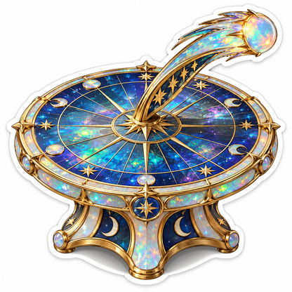 Iridescent Blue Sundial with a Golden Comet Vinyl Decal Stickers