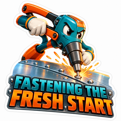 Teal Rivet Tool Mascot Fastening Curved Metal Vinyl Decal Stickers