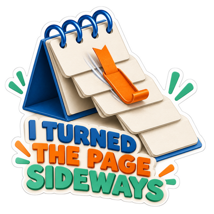 Sideways Page Spiral Notebook Humor Art Vinyl Decal Stickers