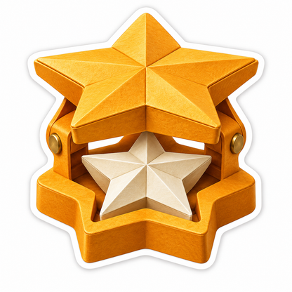 Gold Hinged Star Box with Ivory Star Inside Vinyl Decal Stickers