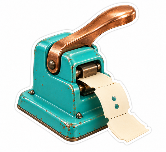 Teal Lever Paper Punch with Copper Handle Vinyl Decal Stickers