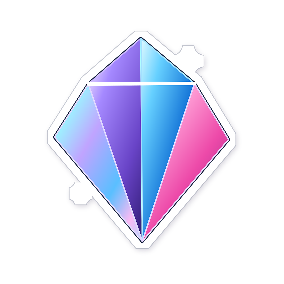 Pink Blue Purple Faceted Diamond Shape Art Vinyl Decal Stickers