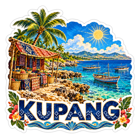 Kupang Tropical Waterfront Market Travel Art Vinyl Decal Stickers