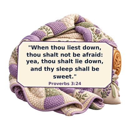 Purple Patchwork Quilt with Scripture Plaque Vinyl Decal Stickers
