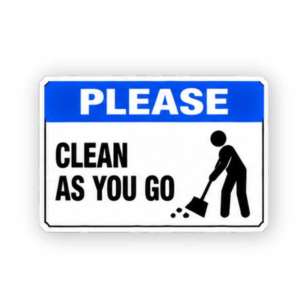 Blue Please Clean As You Go Sweeper Panel Vinyl Decal Stickers