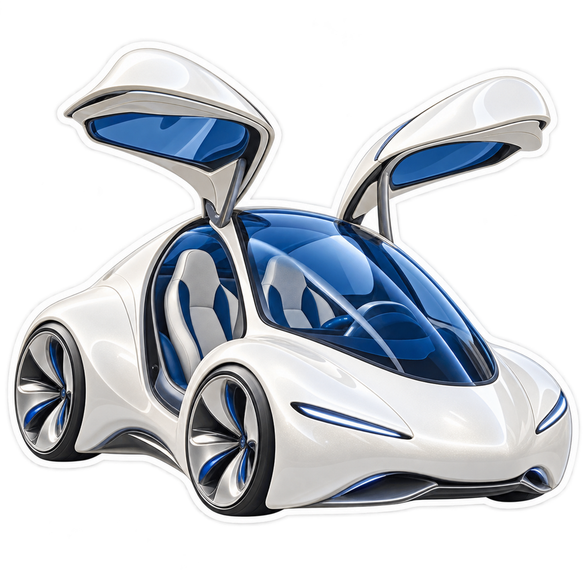 Pearl White Gullwing Microcar Art Vinyl Decal Stickers