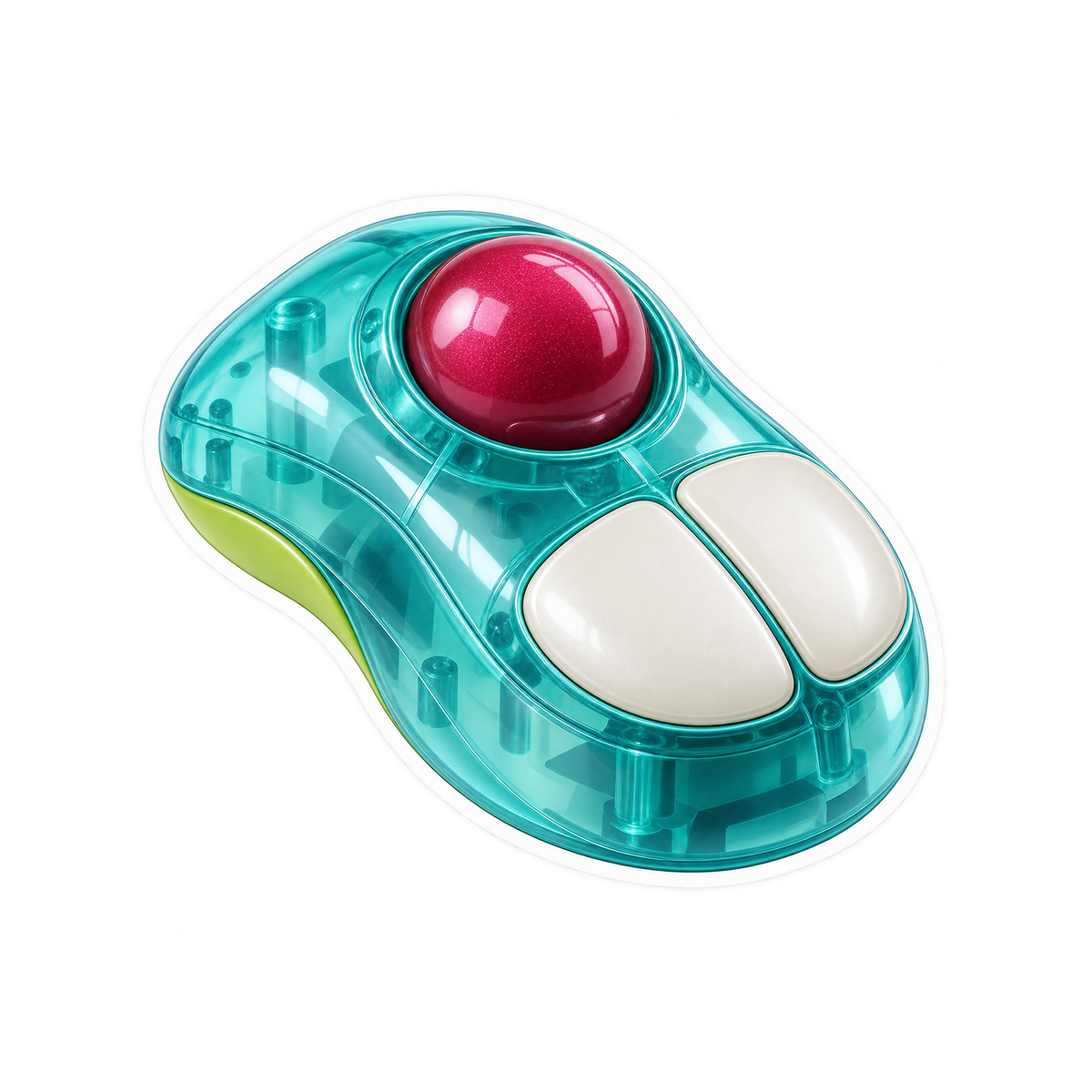 Clear Aqua Mouse with Magenta Trackball Vinyl Decal Stickers
