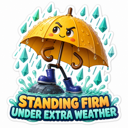 Yellow Umbrella Character in Blue Rain Boots Vinyl Decal Stickers