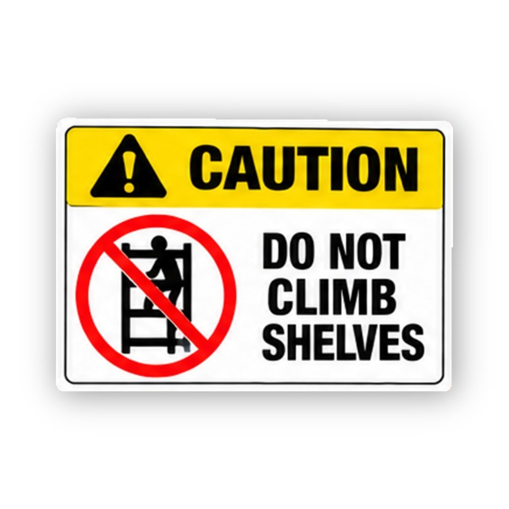Yellow No Climbing Crossed Ladder Panel Vinyl Decal Stickers