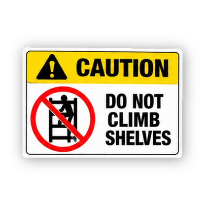 Yellow No Climbing Crossed Ladder Panel Vinyl Decal Stickers
