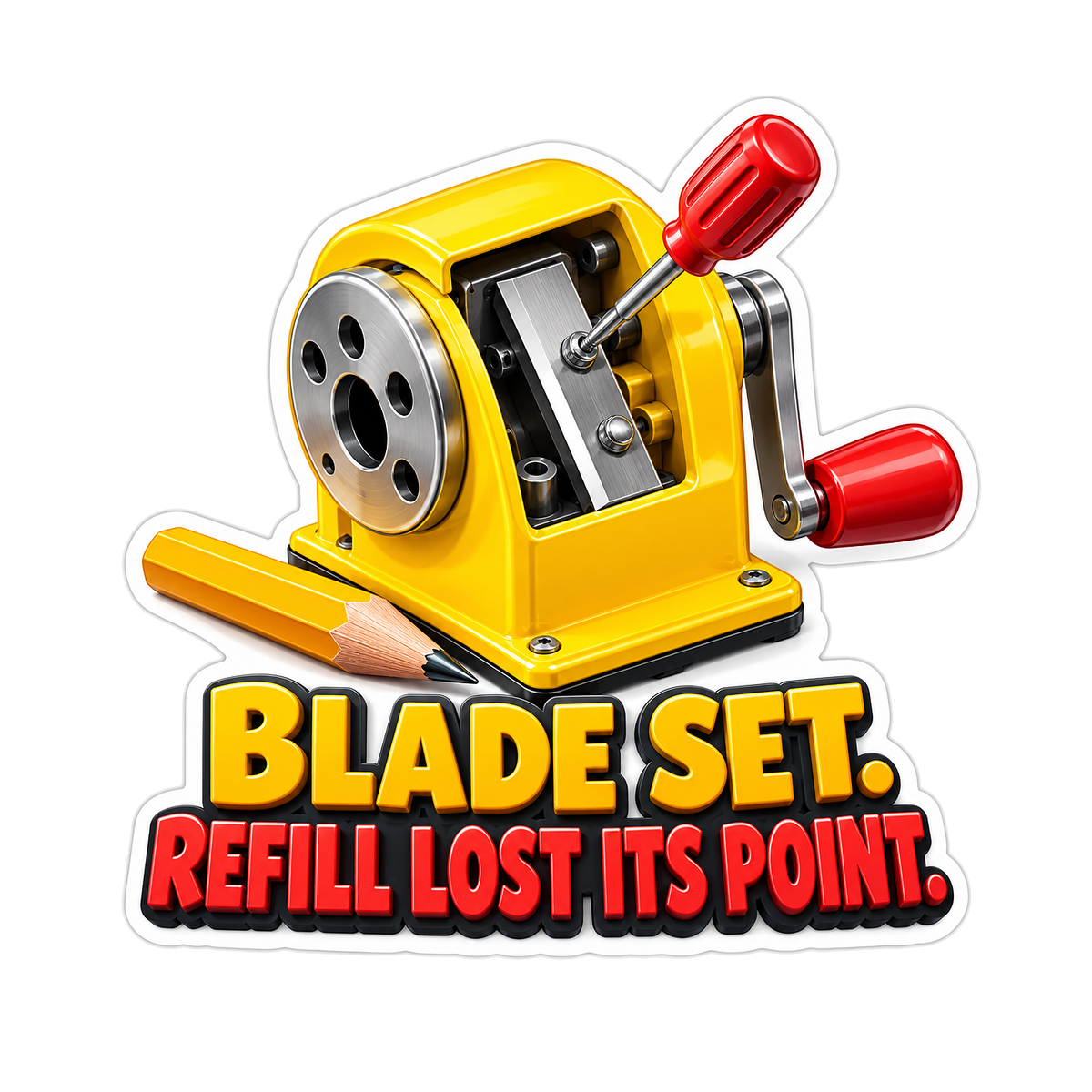 Yellow Pencil Sharpener Funny Quote Art Vinyl Decal Stickers