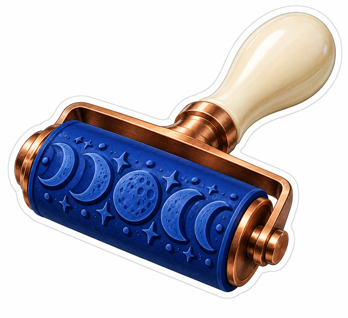 Blue Moon Pattern Roller with Ivory Handle Vinyl Decal Stickers