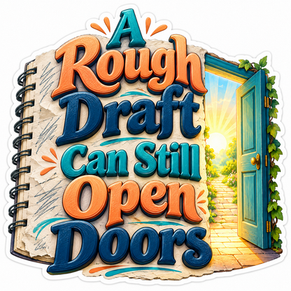 A Rough Draft Can Still Open Doors Quote Vinyl Decal Stickers