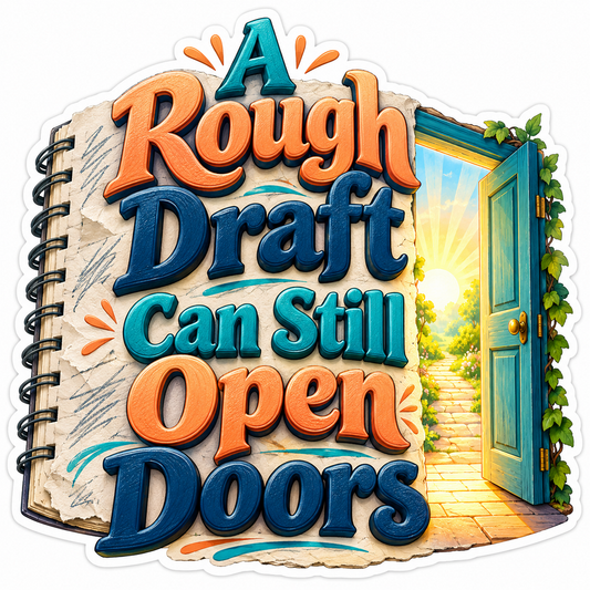 A Rough Draft Can Still Open Doors Quote Vinyl Decal Stickers