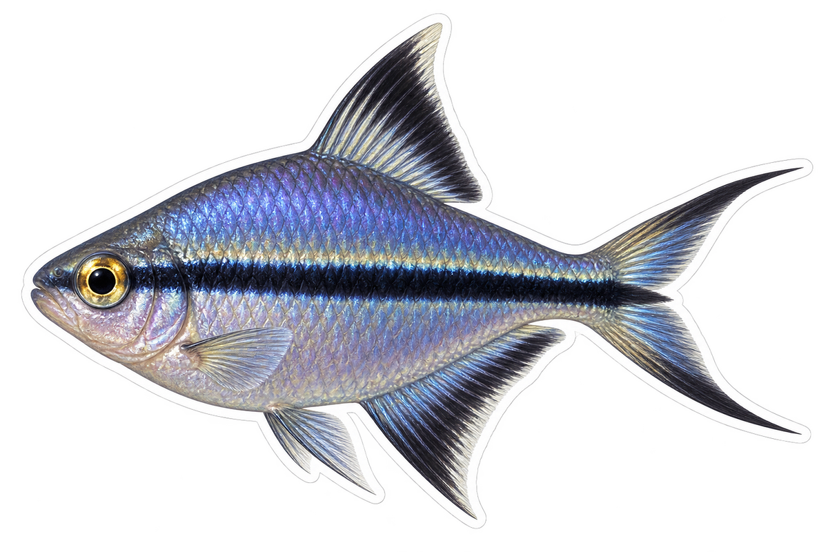 Blue Emperor Tetra with Black Stripe Art Vinyl Decal Stickers