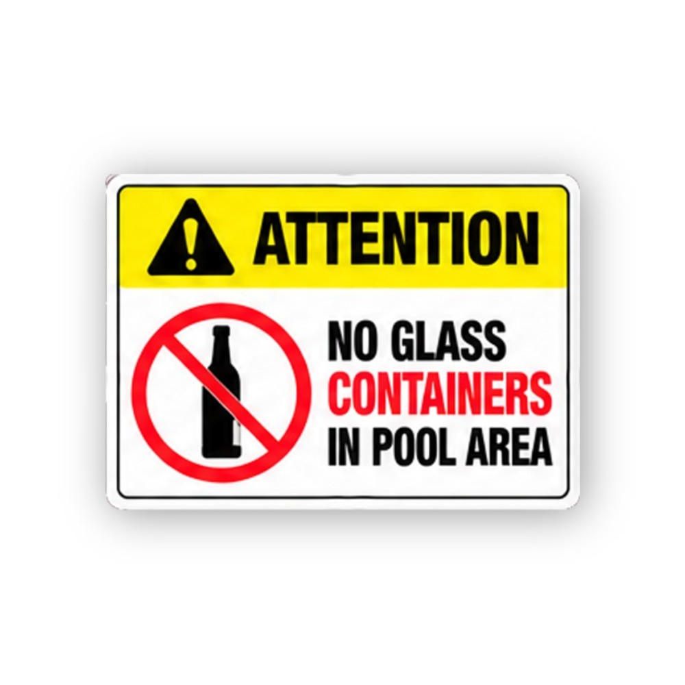 Yellow Attention Crossed Glass Bottle Panel Vinyl Decal Stickers