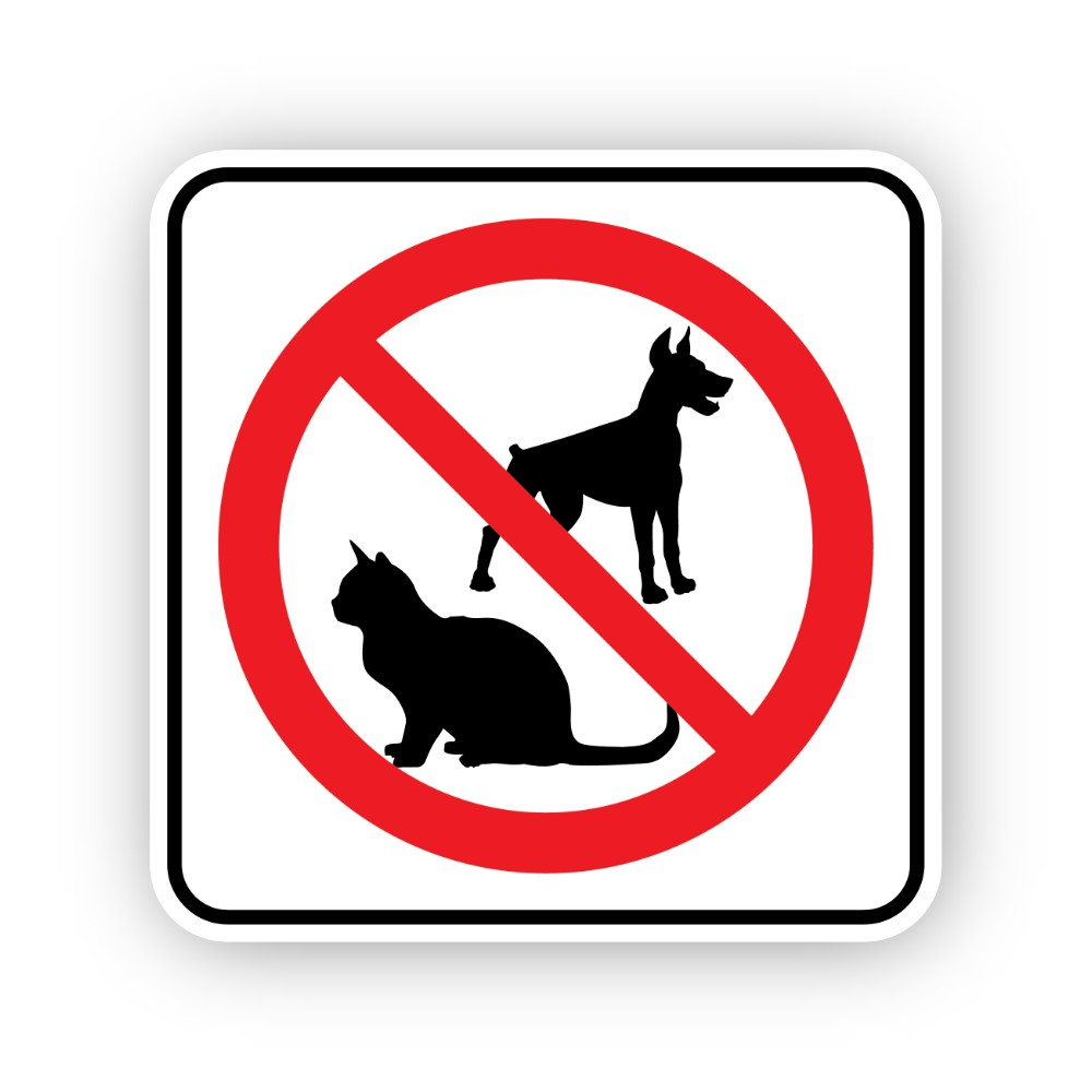 Red Crossed Dog and Cat Rounded Square Vinyl Decal Stickers