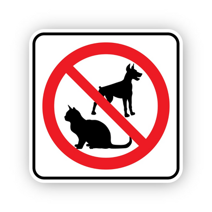 Red Crossed Dog and Cat Rounded Square Vinyl Decal Stickers