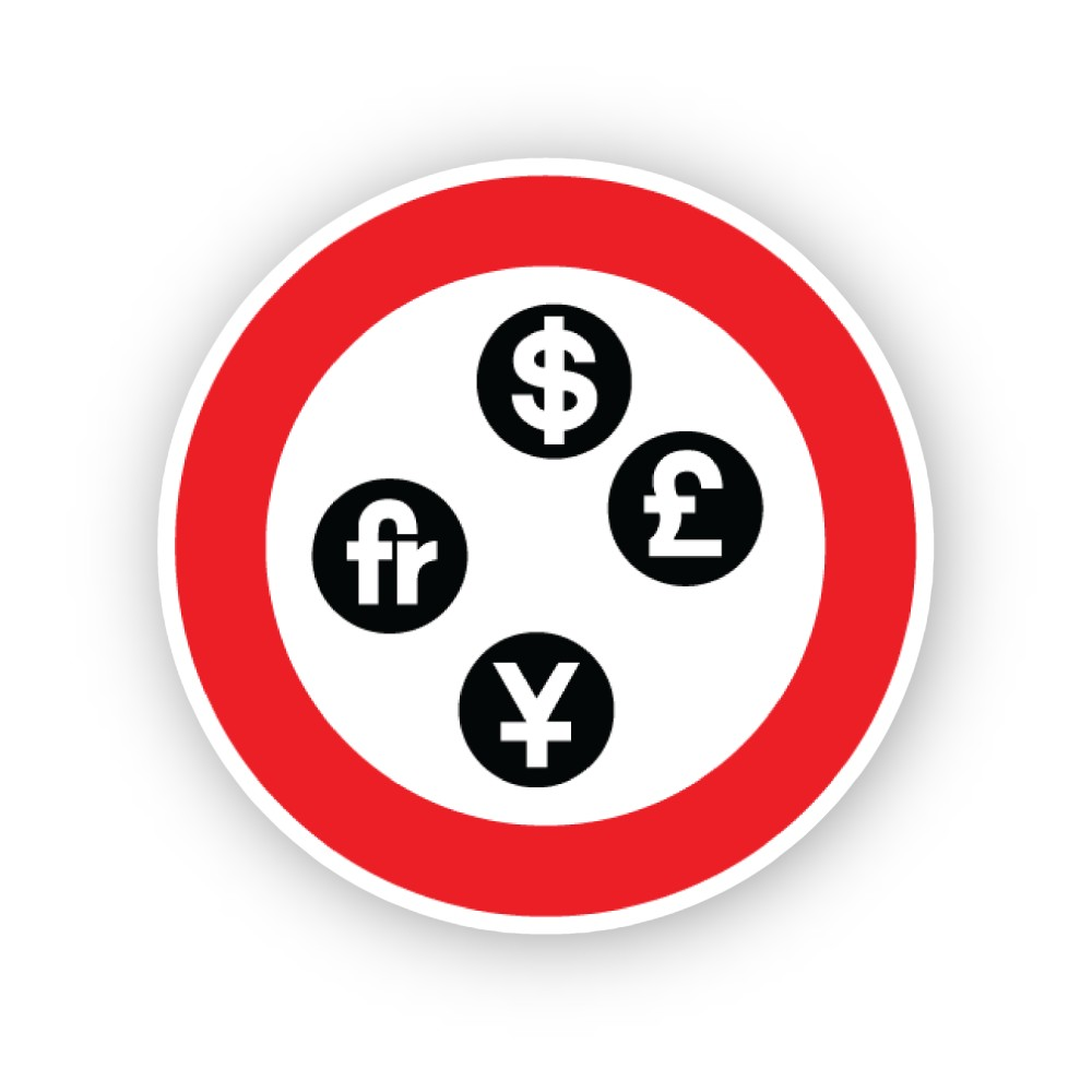 Red Ring Four Currency Symbols Circle Vinyl Decal Stickers